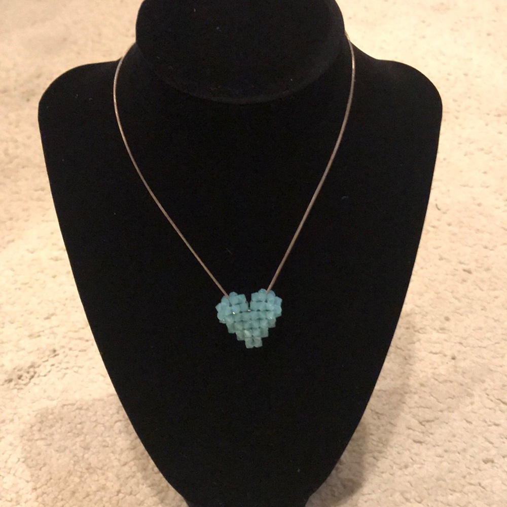 Turquoise crystal heart necklace